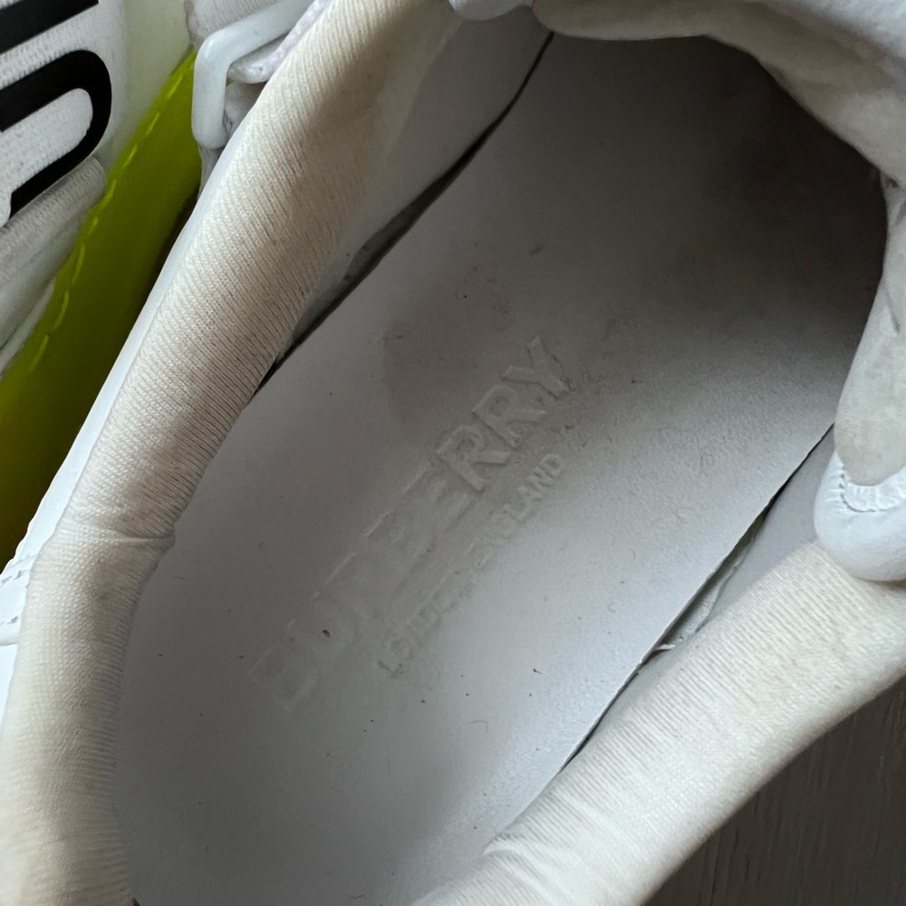 Burberry Ronnie Chunky White Leather Neon Sole Sneaker Size 40 - Picture 11 of 16
